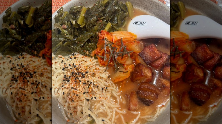 Collard green ramen at One Flew South