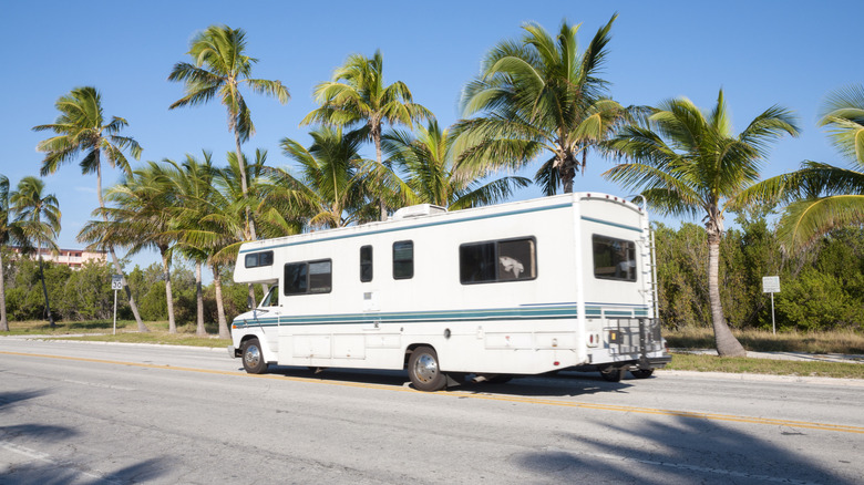 A motorhome driving through Key West, Florida