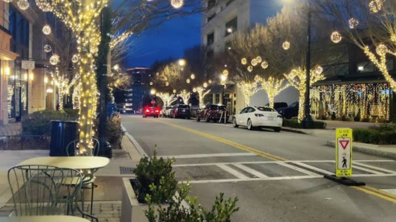 The streets of Buckhead Village at night