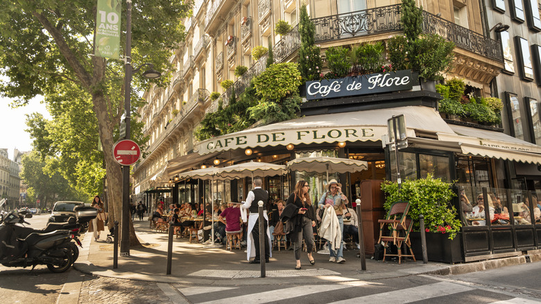 Pretty terrace of Cafe de Flore in Paris