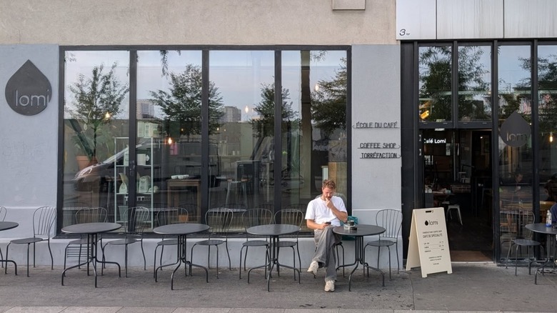 Seats outside of Cafe Lomi in Paris