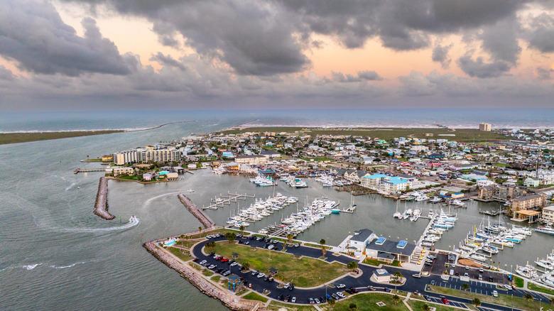 An aerial view of Port Aransas