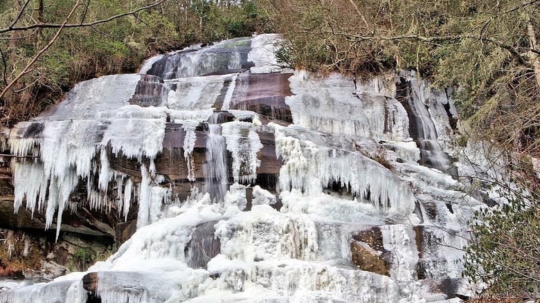 Daniel Ridge Falls frozen in winter