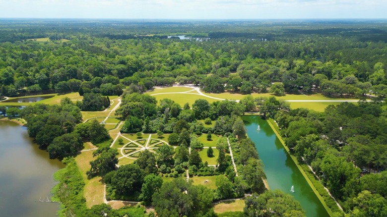 Aerial view of Middleton Place gardens in Charleston, South Carolina