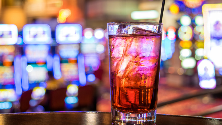 Red cocktail at a bar in Las Vegas