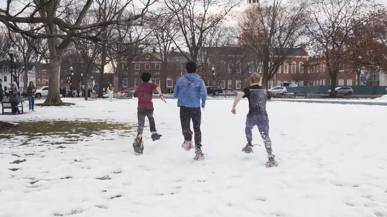 Racers with snowshoes at the Dartmouth Winter Carnival