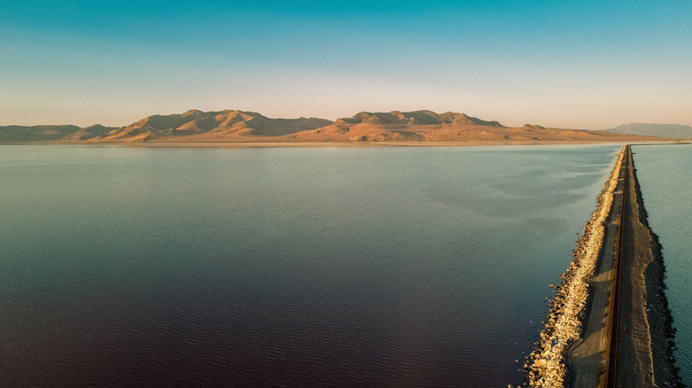 View over the Great Salt Lake in Utah