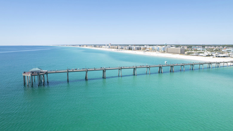 Aerial view of Fort Walton Beach with dock