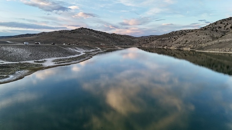 Clouds reflected in the Illipah Reservoir