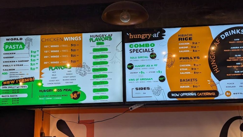The menu screens at Hungry AF in Atlanta