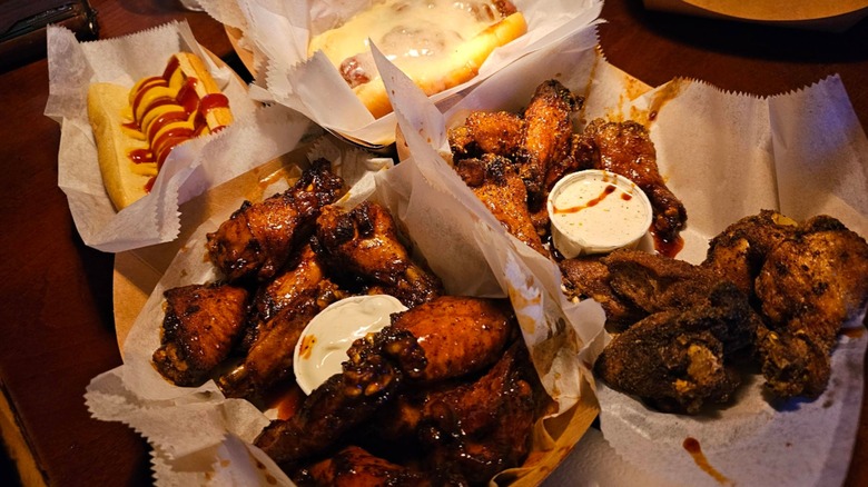 Wings from the Local arranged on a table