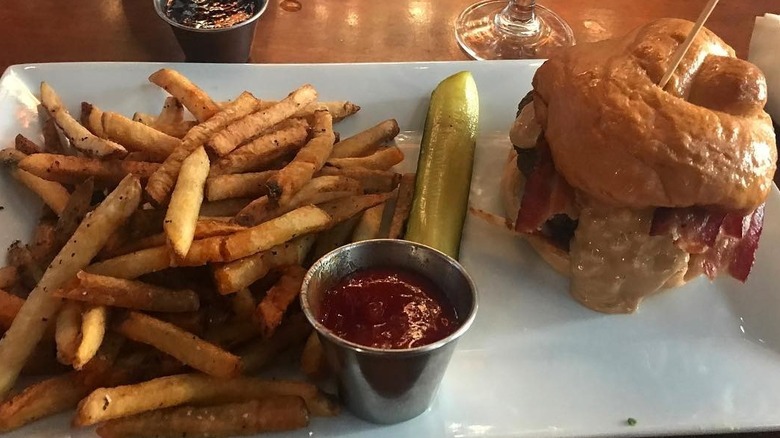 Burger with handcut fries from Fork n Cork