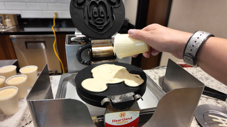Mickey Mouse waffle maker at the Drury free breakfast at an Orlando, Florida, location