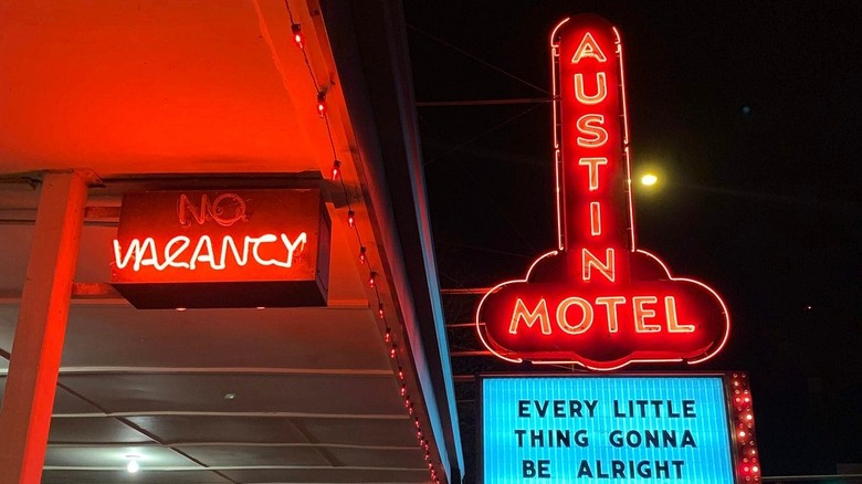 Austin Motel neon sign and no vacancy sign, Texas