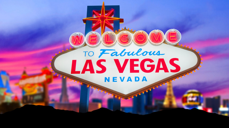 Welcome to Fabulous Las Vegas Nevada sign with the Strip in the background