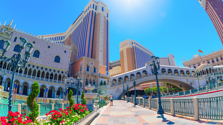 Sidewalk and entrance to The Venetian Resort in Las Vegas