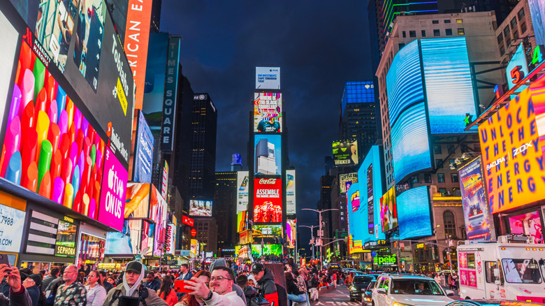 Bright colorful billboards in Times Square in New York City