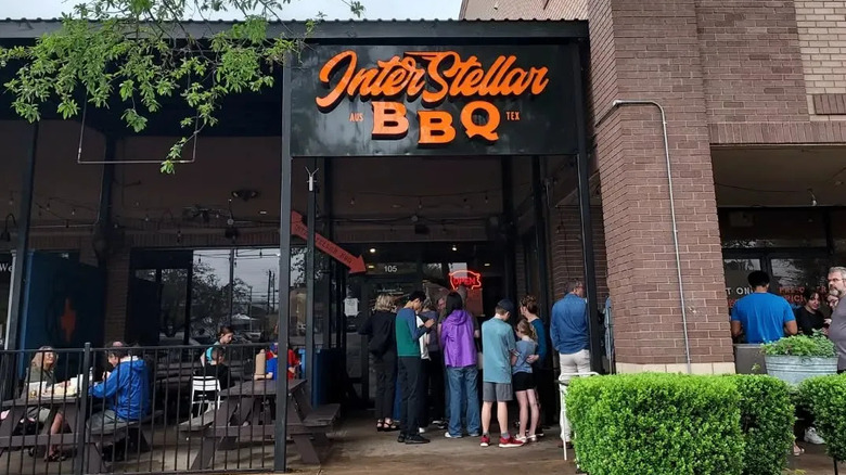 Customers in front of InterStellar BBQ in Austin, Texas