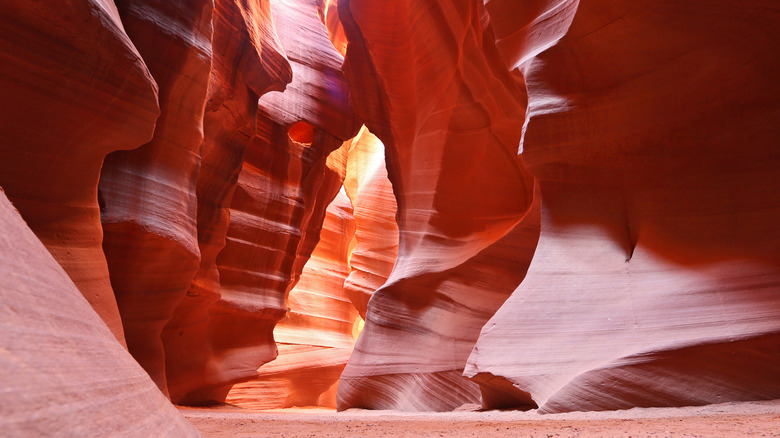 The swirling, red sandstone pillars of Antelope Canyon