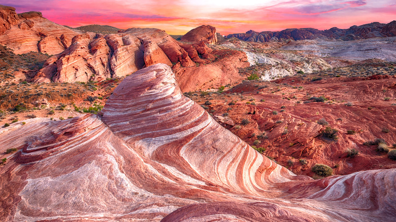 The swirling formation of Fire Wave in the Valley of Fire State Park in Nevada