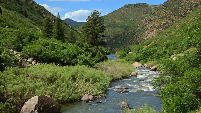 Boulders do the South Platte River near Pine Grove, Colorado