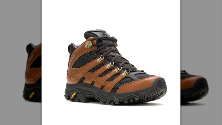 Merrell Moab luxe leather hiking shoe on a white background