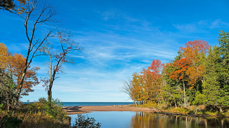 Looking Out to Lake Superior From the Presque Isle River in Porcupine Mountains Wilderness State Park, Michigan