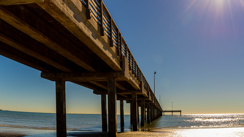 View from below the Horace Caldwell Pier in Port Aransas