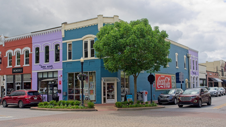 Colorful buildings in Bentonville, Arkansas