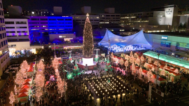 View of Kansas City Crown Center Plaza at Christmas