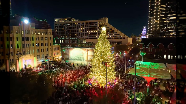 Christmas tree lighting at Sundance Square in Fort Worth, Texas