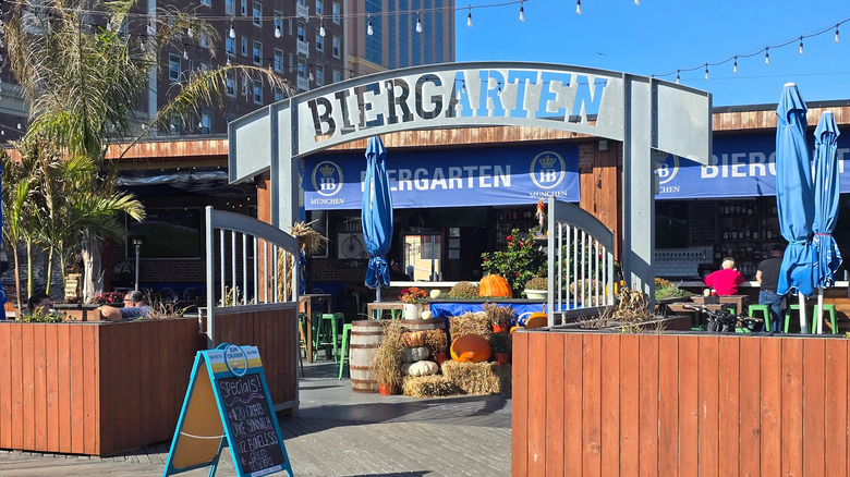 Exterior of Biergarten in Atlantic City with outdoor seating