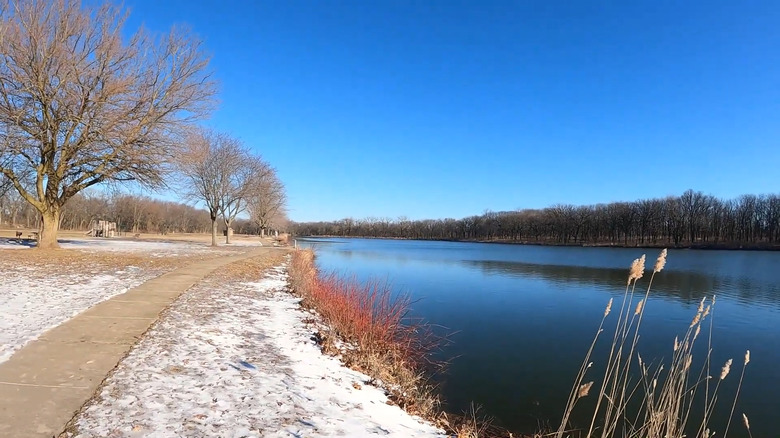 Milliken Lake in Wilmington, Illinois during winter