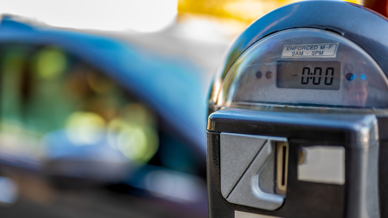 A close-up shot of a parking meter