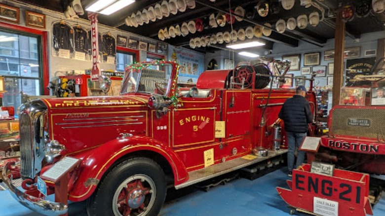 Interior exhibits at the Boston Fire Museum