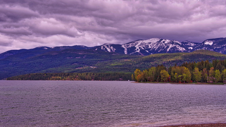 Views of Rocky Mountains from Whitefish Lake, Montana