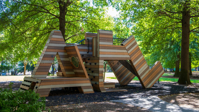 ATL wooden jungle gym in Atlanta's Woodruff Park