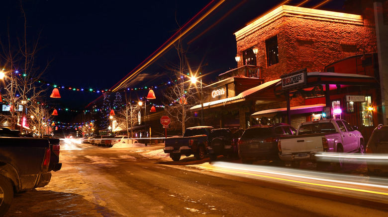 Downtown Whitefish at night