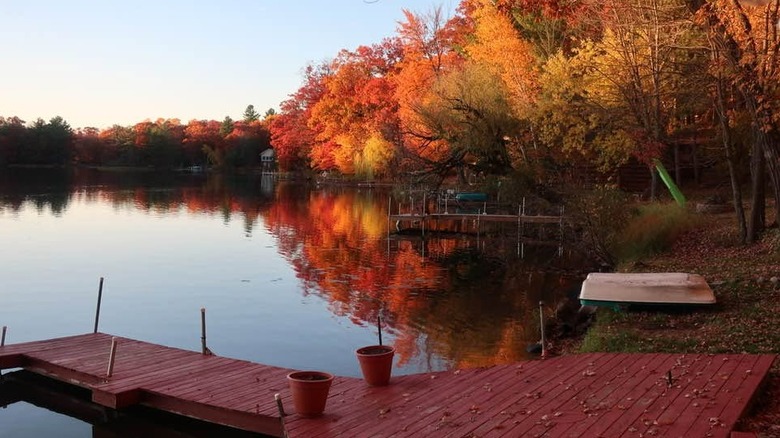 Axhandle Lake in the fall at sunset