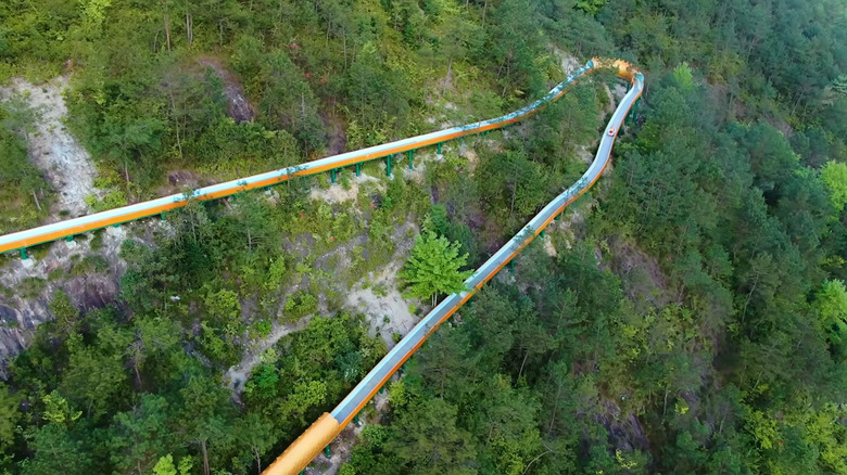Water slide on Puhuayuan Mountain in China
