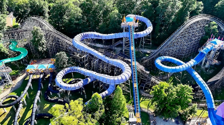 ZOOMbabwe water slide at Holiday World & Splashin Safari seen from above