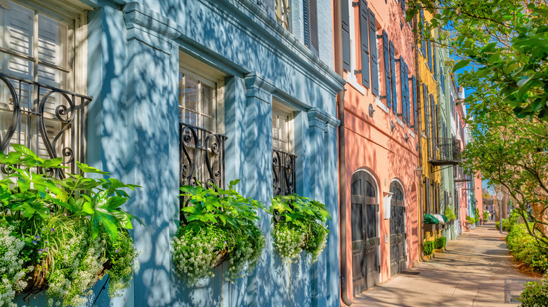 The historic Rainbow Row in Charleston, South Carolina