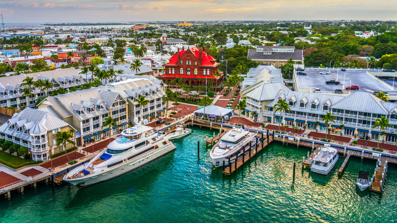 An aerial view of the port of Key West, Florida