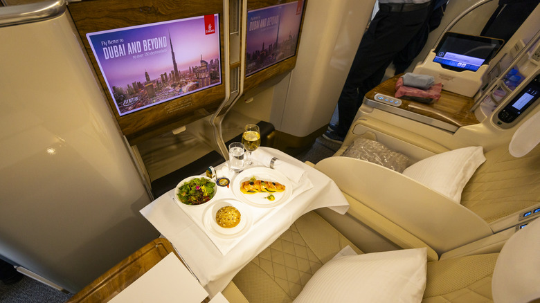 First class seat with Emirates
