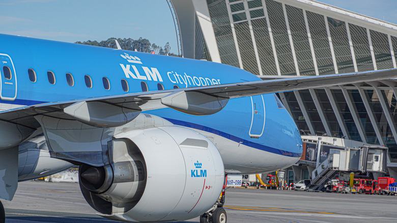 KLM aircraft waiting at gate