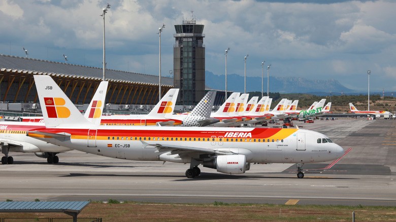 Iberia plane waiting at gate