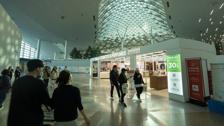 Duty-free shops are seen in the terminal building at Incheon International Airport in South Korea
