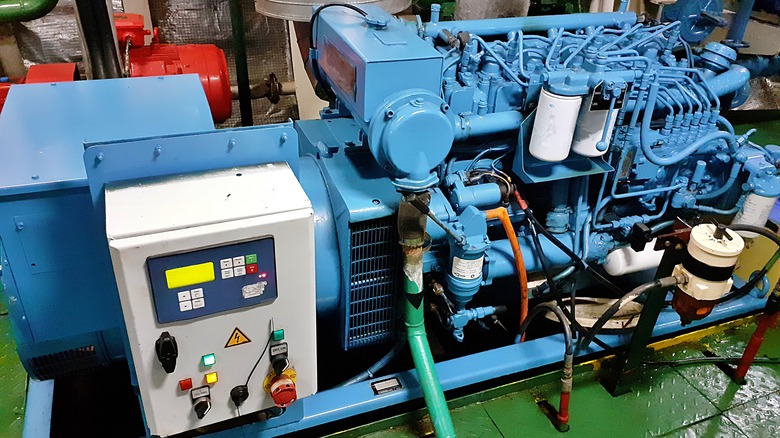 Machine tools on ships engine room such as fire pumps, ballast water pumps, generators and sewage treatment