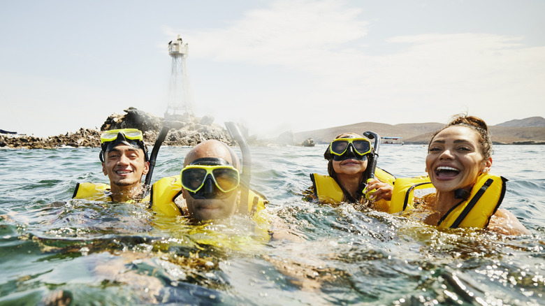 A group of friends snorkeling