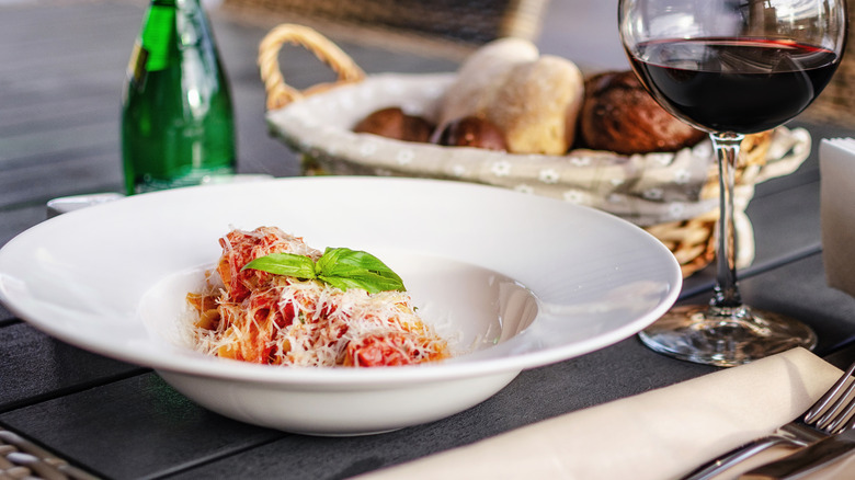 Pasta at a trattoria in Rome